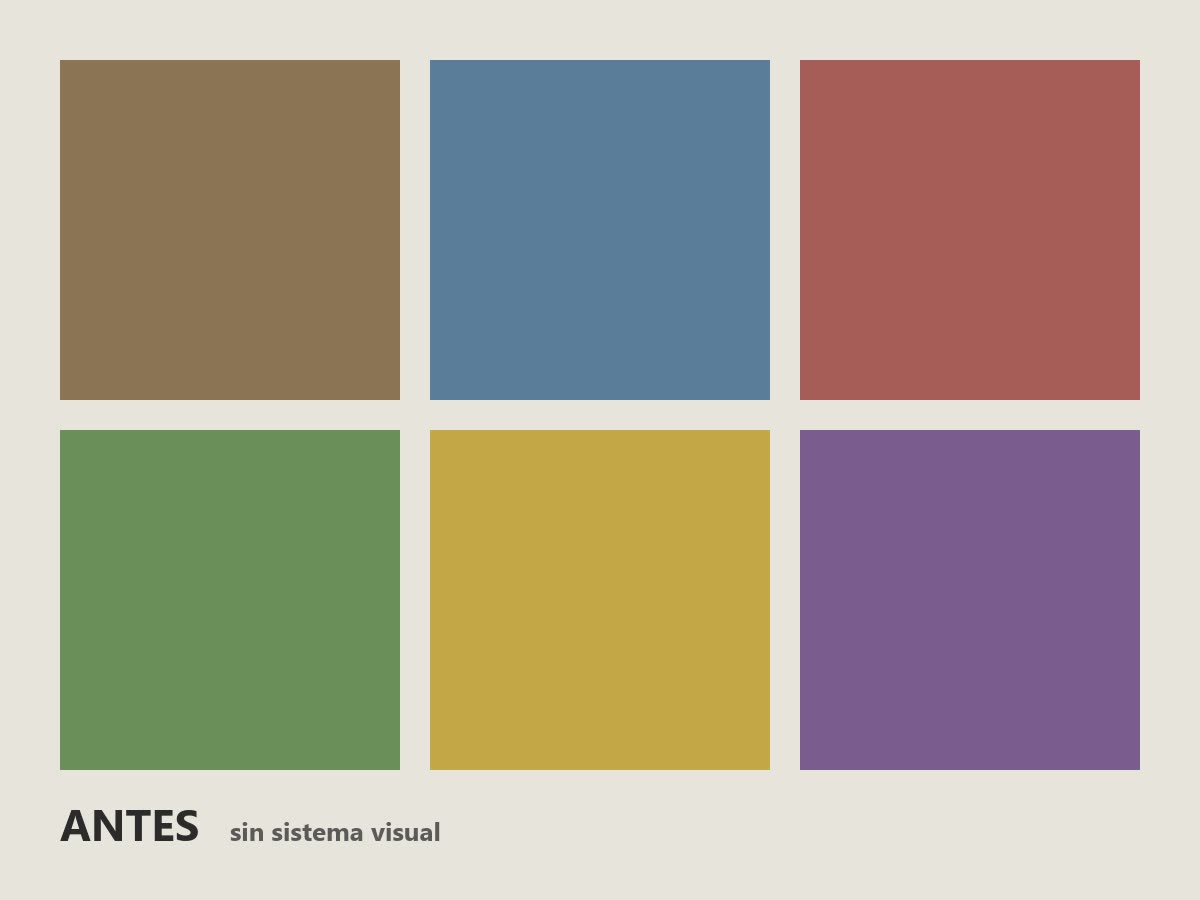 Feed con seis piezas de colores y estilos dispares.